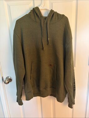 Men's Olive Green Pullover Hoodie with Kangaroo Pocket